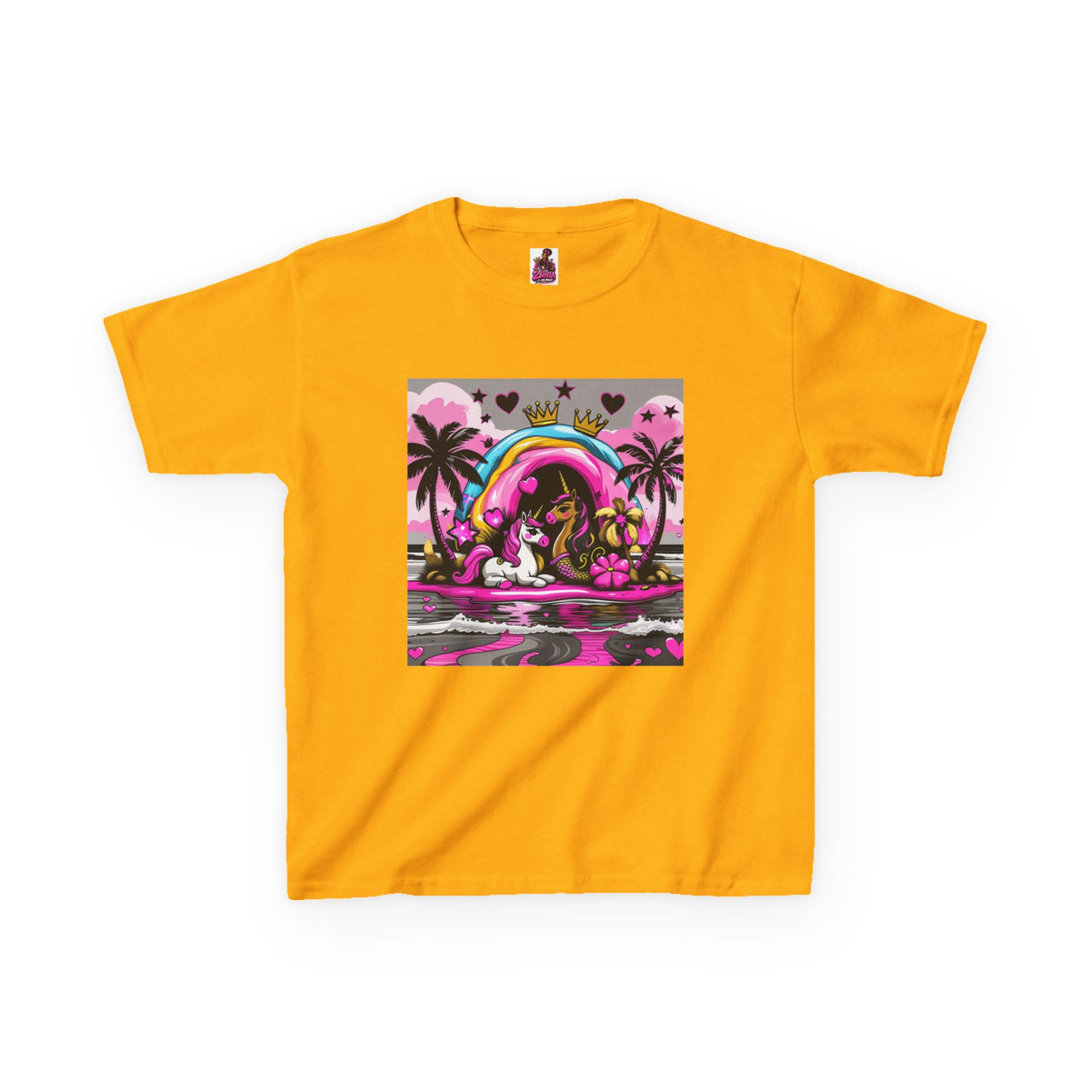 Kids Unicorn Rainbow Tee  Cute Pink Fantasy Graphic T-Shirt for Girls