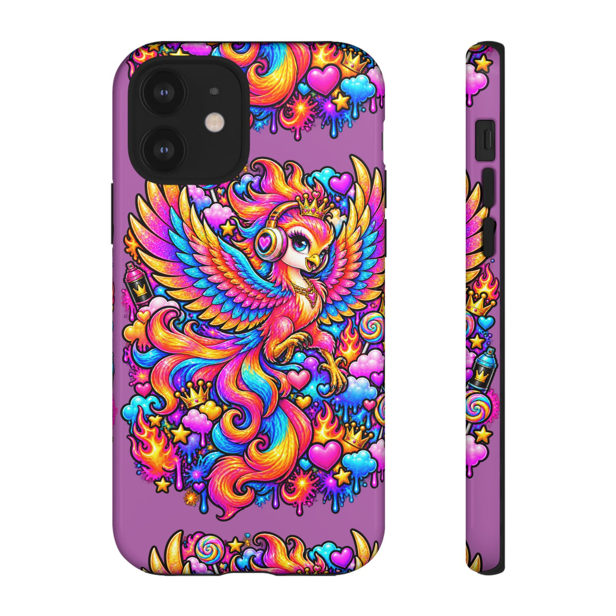 Phone Case — Vibrant Rainbow Phoenix with Headphones