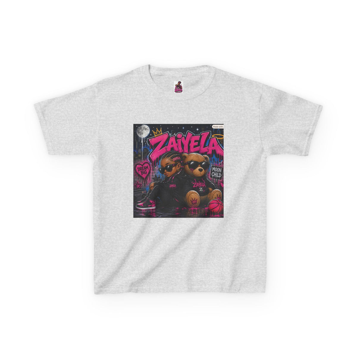 Kids Tee — "Zayiela" Cute Bear Cartoon Graphic Shirt