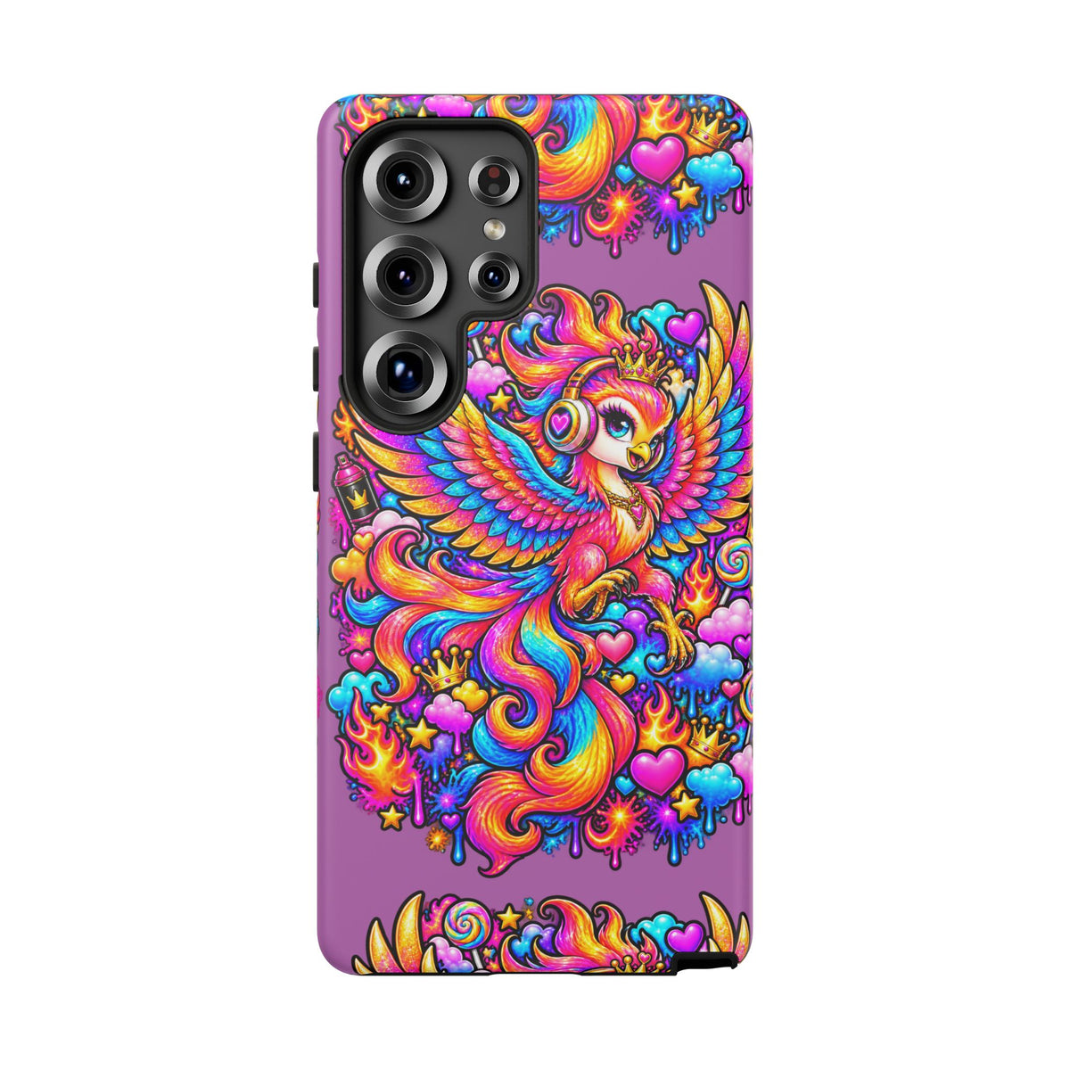 Phone Case — Vibrant Rainbow Phoenix with Headphones