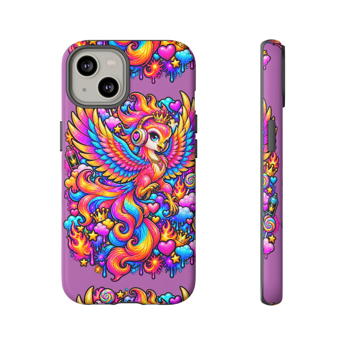 Phone Case — Vibrant Rainbow Phoenix with Headphones