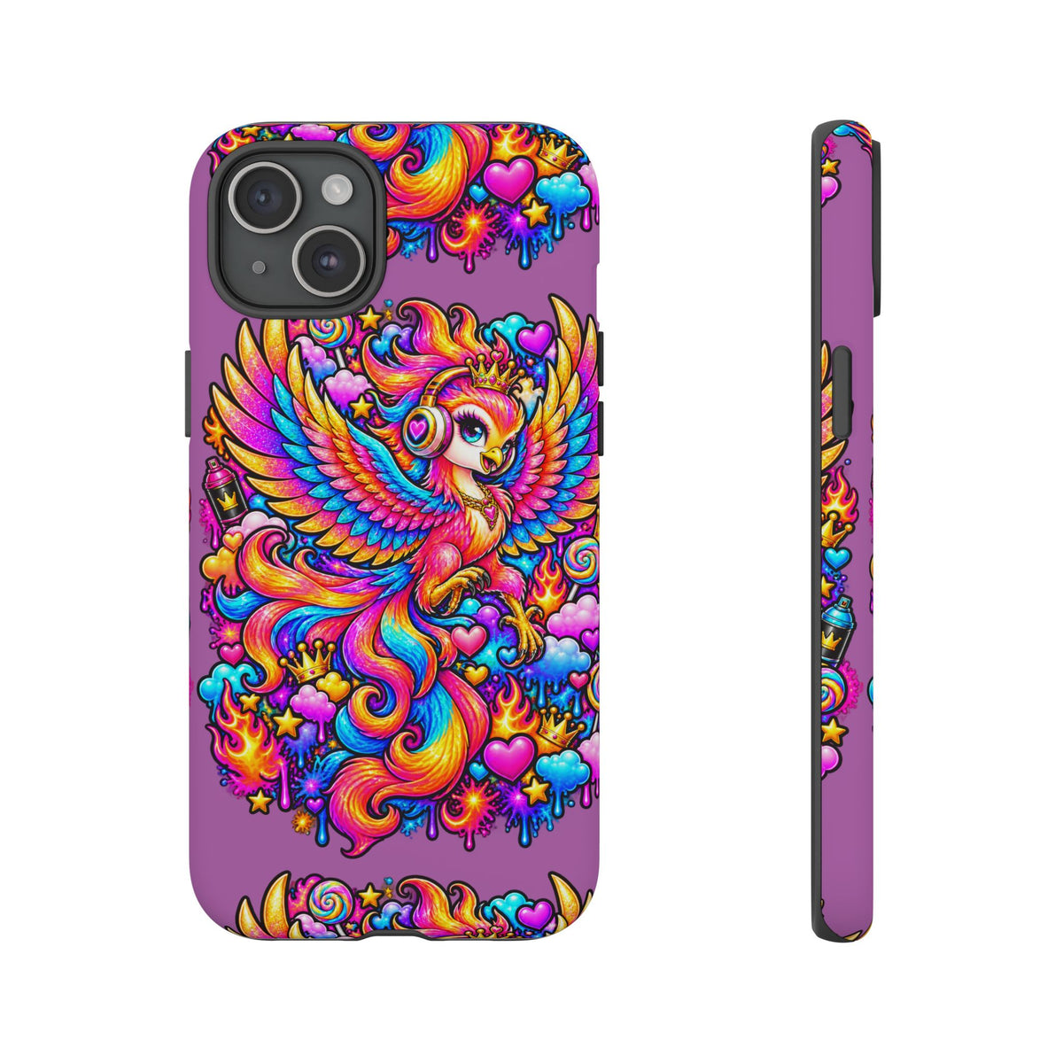 Phone Case — Vibrant Rainbow Phoenix with Headphones