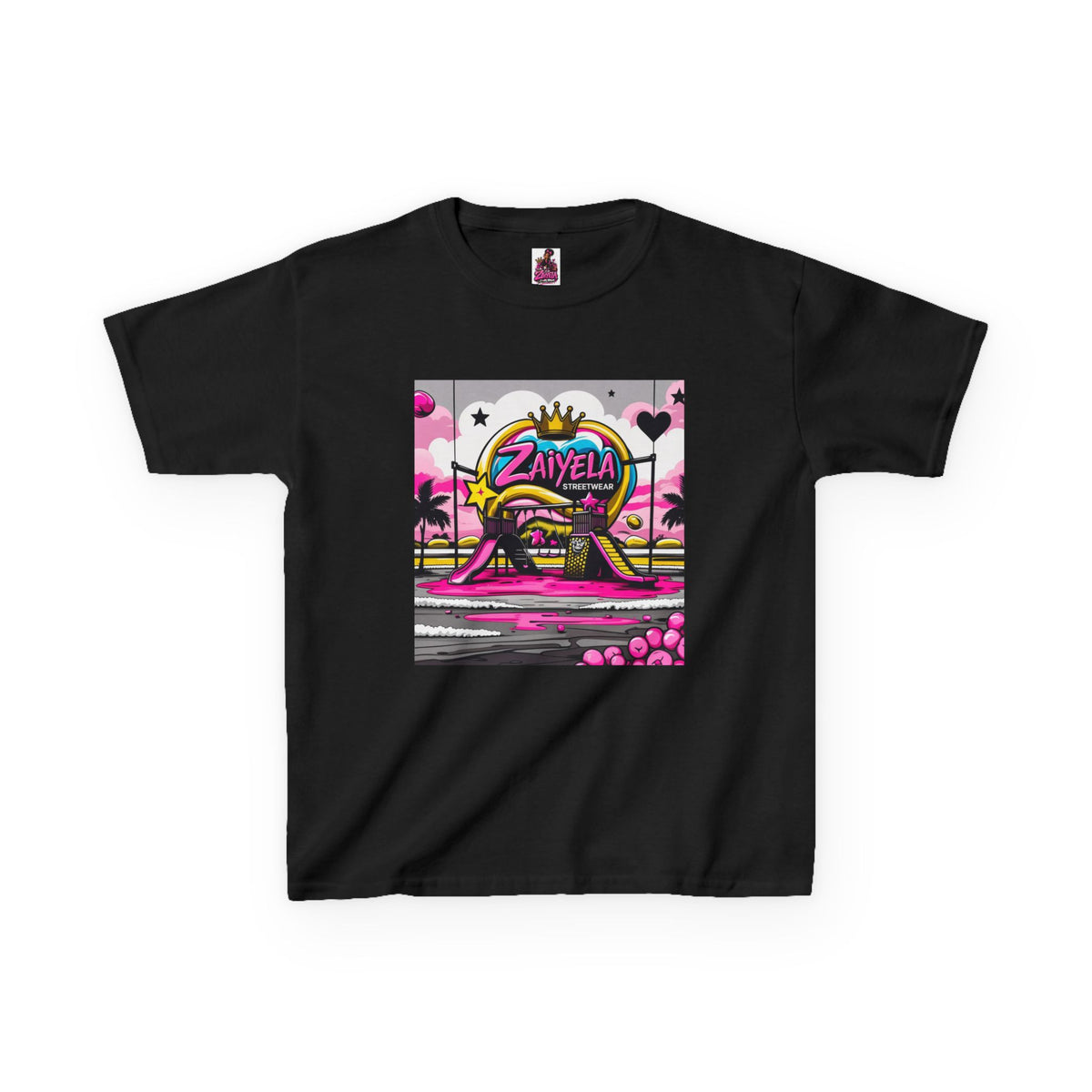 Kids T-Shirt Retro Pink Sunset Skate Monster  Zaiyela Graphic