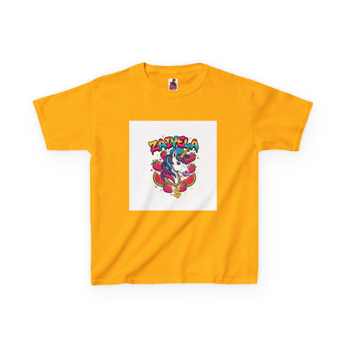 Kids Unicorn Graphic Tee Colorful Zaiyela Rainbow Design