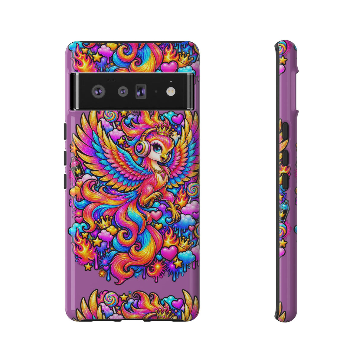 Phone Case — Vibrant Rainbow Phoenix with Headphones