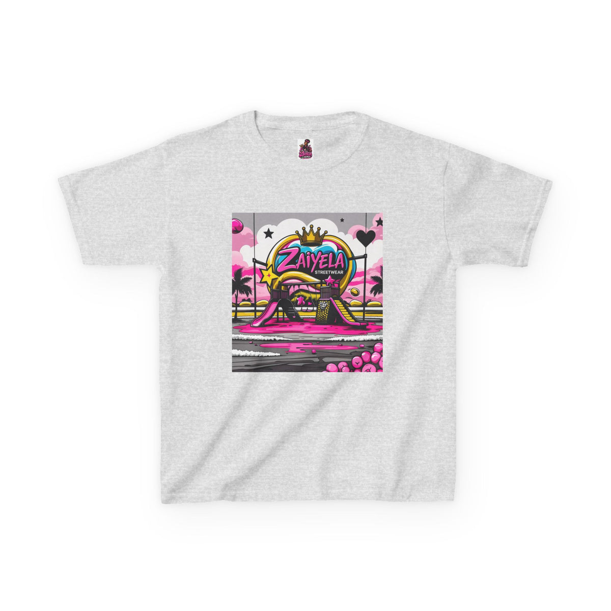 Kids T-Shirt Retro Pink Sunset Skate Monster  Zaiyela Graphic