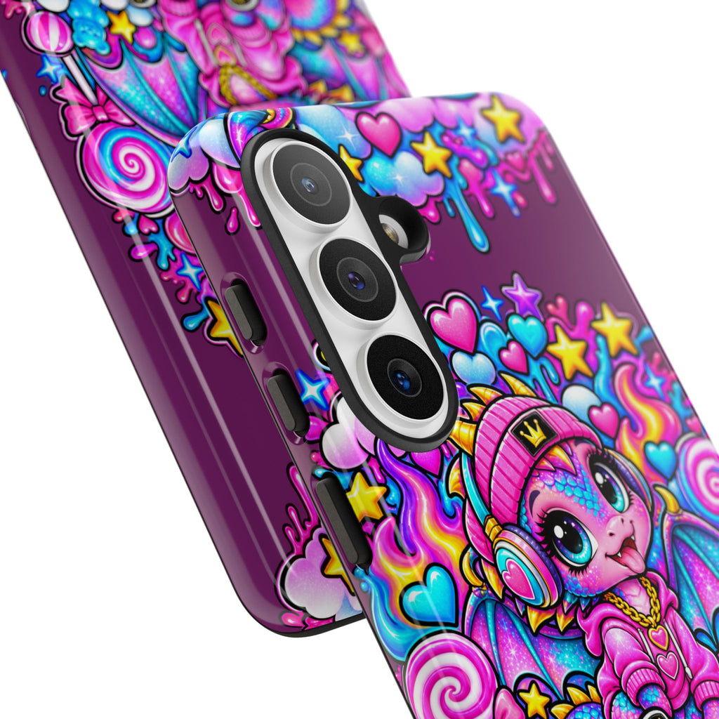 Cute Dragon Phone Case Purple Heart Crown Design