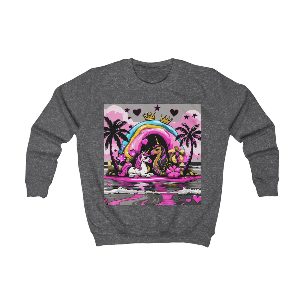 Kids Unicorn Sweatshirt  Rainbow Beach Princess Graphic