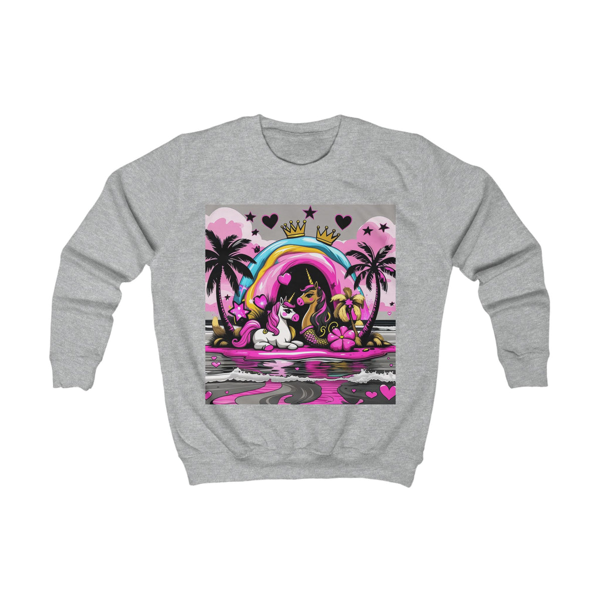 Kids Unicorn Sweatshirt  Rainbow Beach Princess Graphic