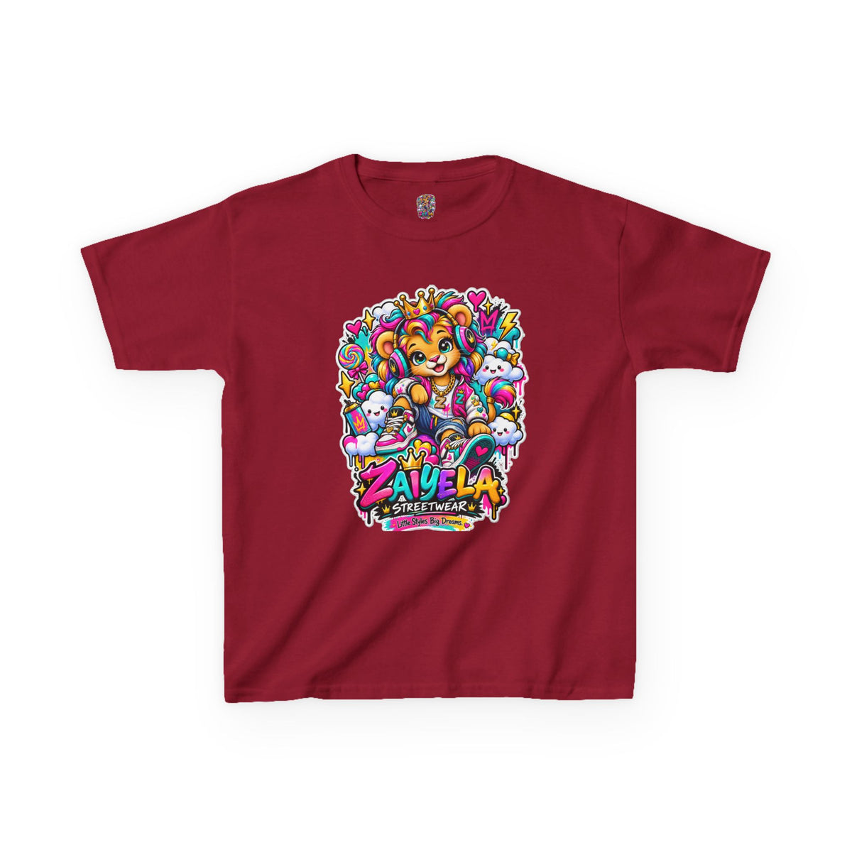 Kids Tee — Colorful Cartoon Rainbow Lion Cub Graphic