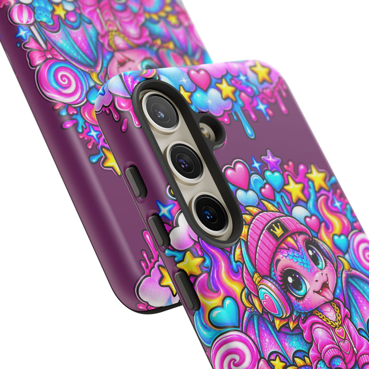 Cute Dragon Phone Case Purple Heart Crown Design