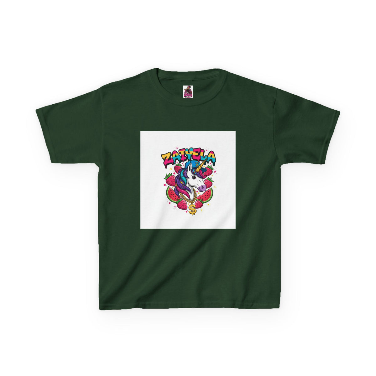 Kids Unicorn Graphic Tee Colorful Zaiyela Rainbow Design
