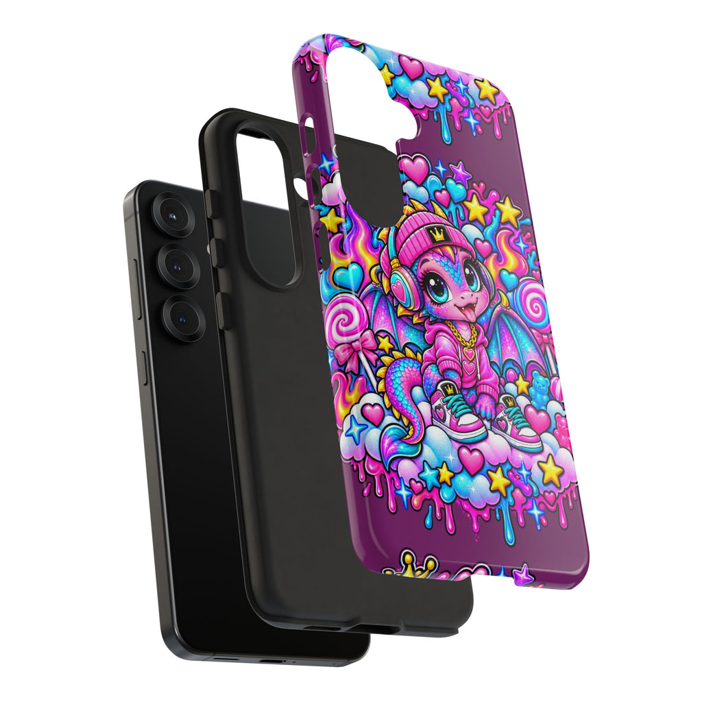 Cute Dragon Phone Case Purple Heart Crown Design