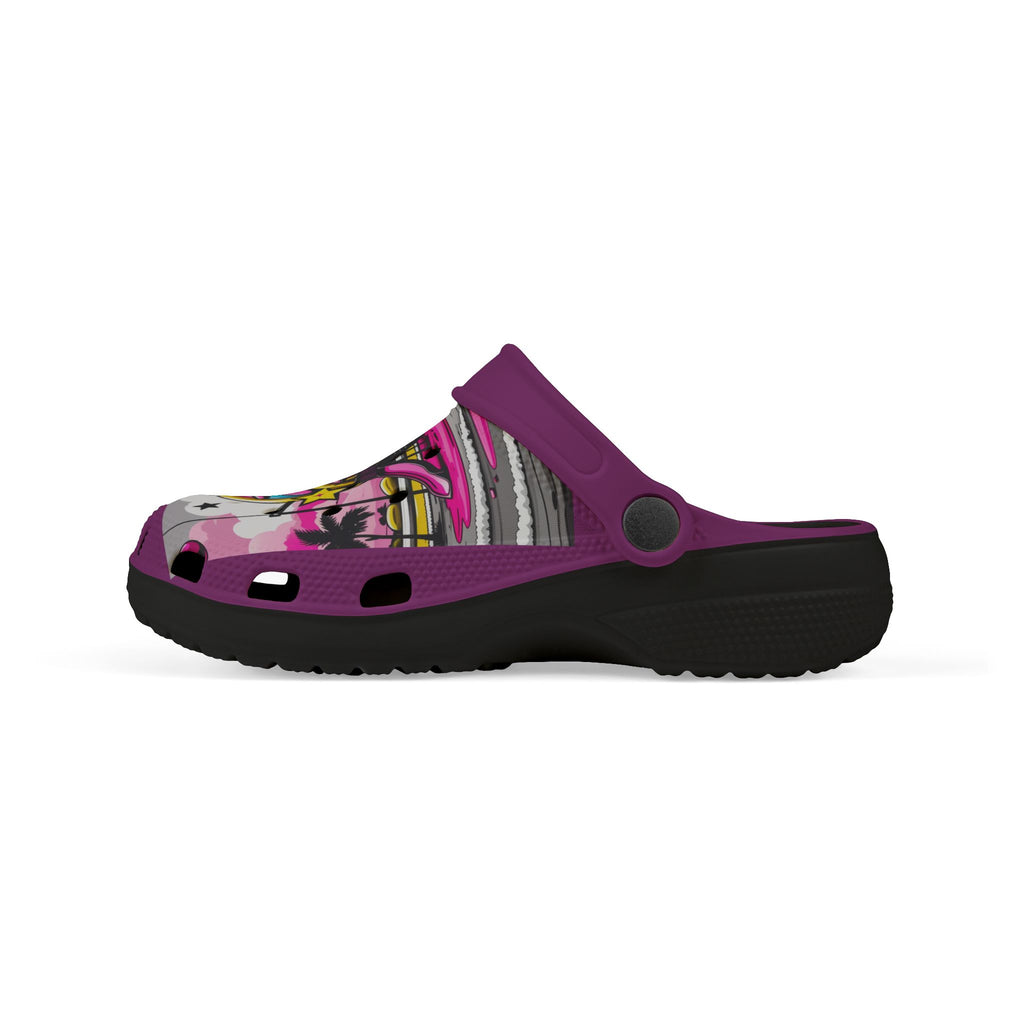 Kids Graffiti Name Clogs Personalized Zaiyela Purple EVA Foam Clogs