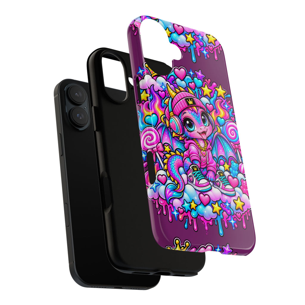 Cute Dragon Phone Case Purple Heart Crown Design