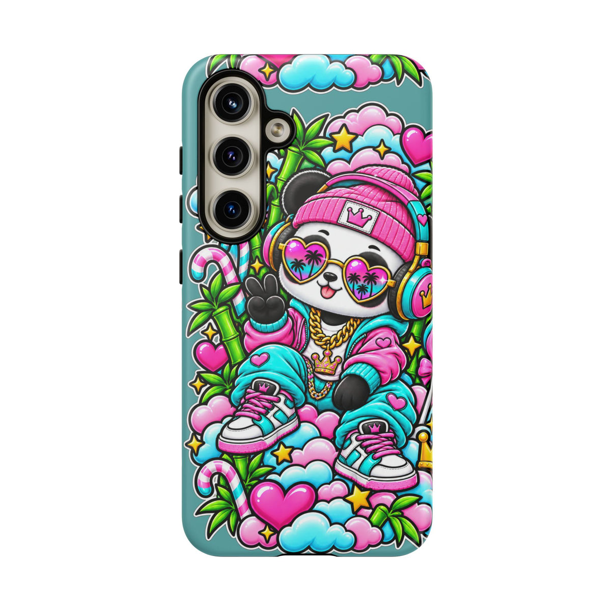 Cute Panda Phone Case Glam Panda Tropical Design