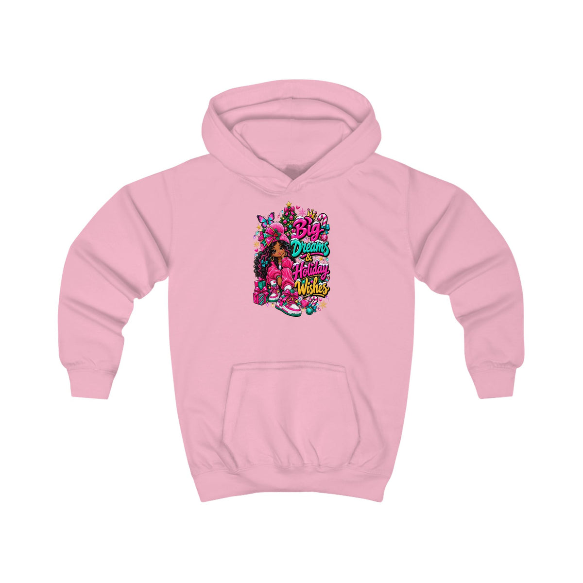 Kids Hoodie Big Dreams & Holiday Wishes Colorful Holiday Graphic Hoodie