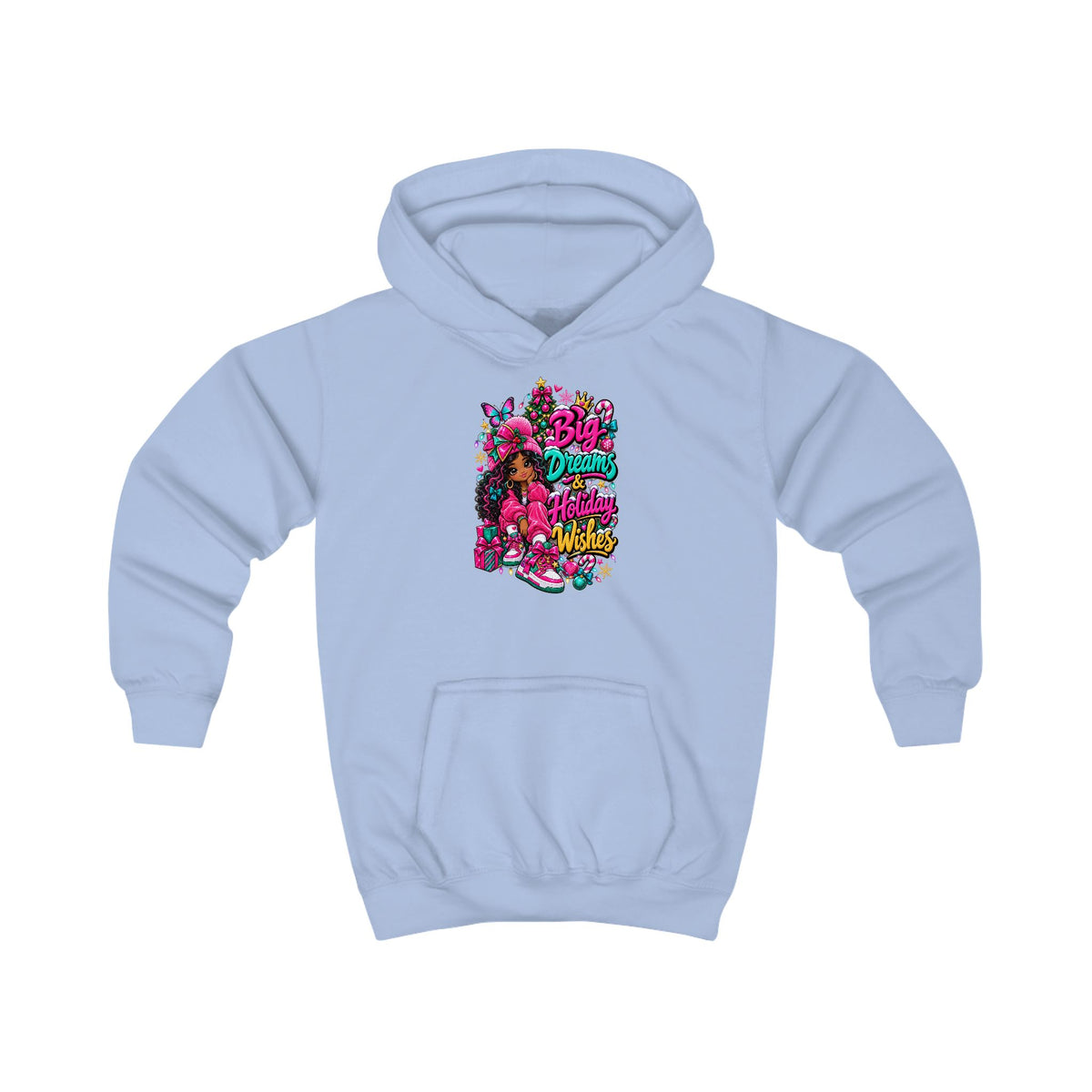 Kids Hoodie Big Dreams & Holiday Wishes Colorful Holiday Graphic Hoodie