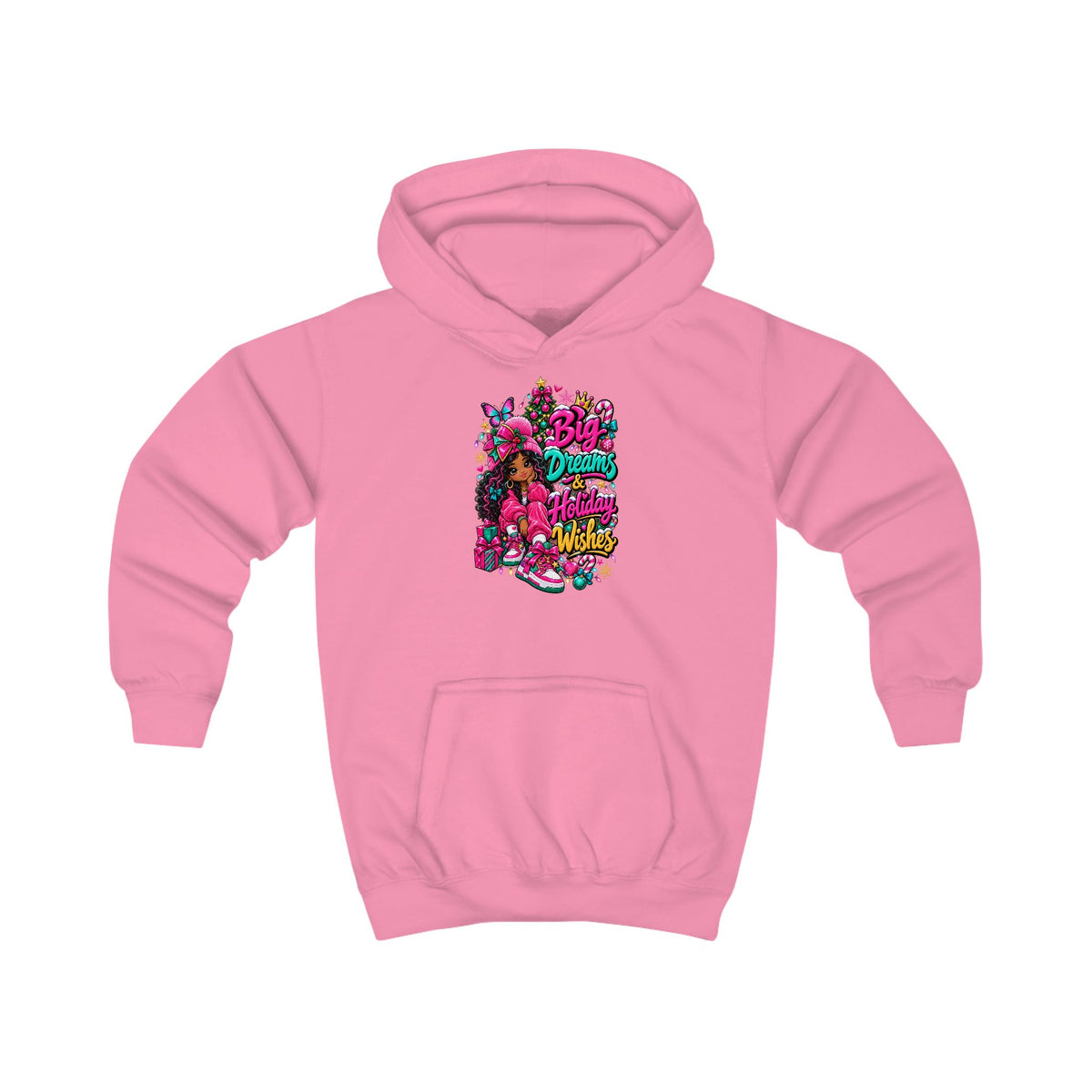 Kids Hoodie Big Dreams & Holiday Wishes Colorful Holiday Graphic Hoodie