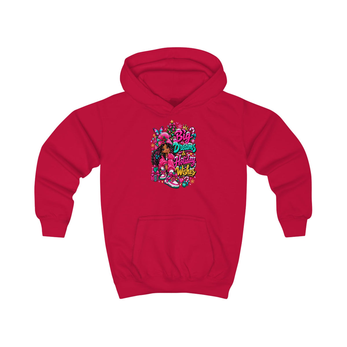 Kids Hoodie Big Dreams & Holiday Wishes Colorful Holiday Graphic Hoodie