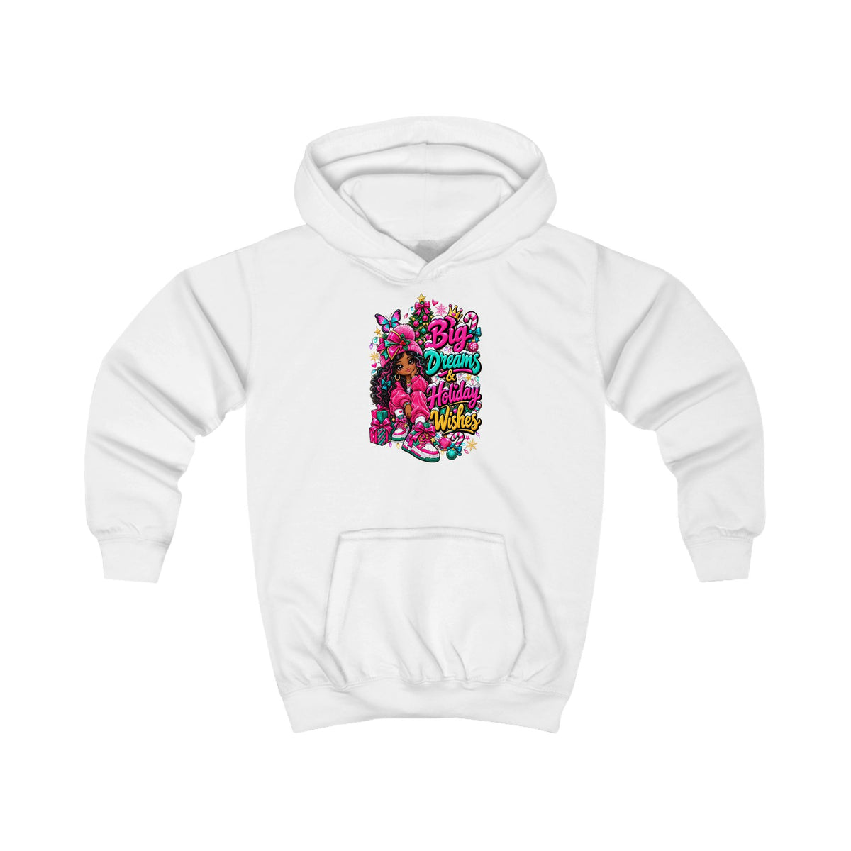 Kids Hoodie Big Dreams & Holiday Wishes Colorful Holiday Graphic Hoodie
