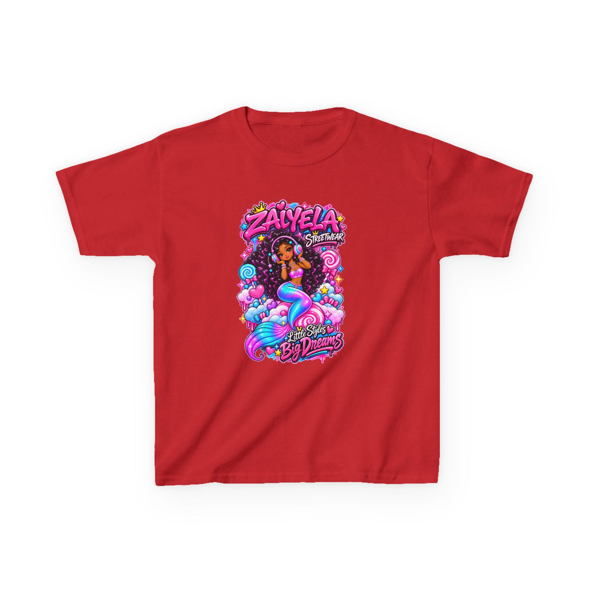 Kids Tee  Colorful Mermaid Cartoon Design