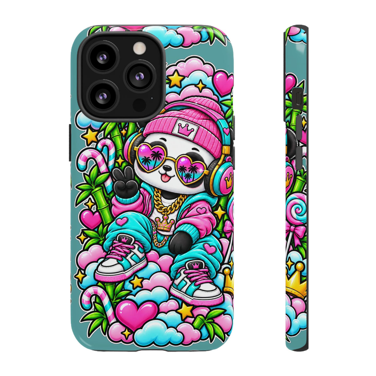 Cute Panda Phone Case Glam Panda Tropical Design