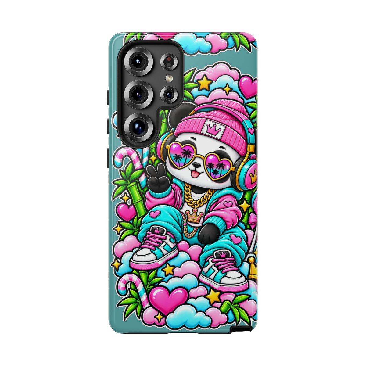Cute Panda Phone Case Glam Panda Tropical Design