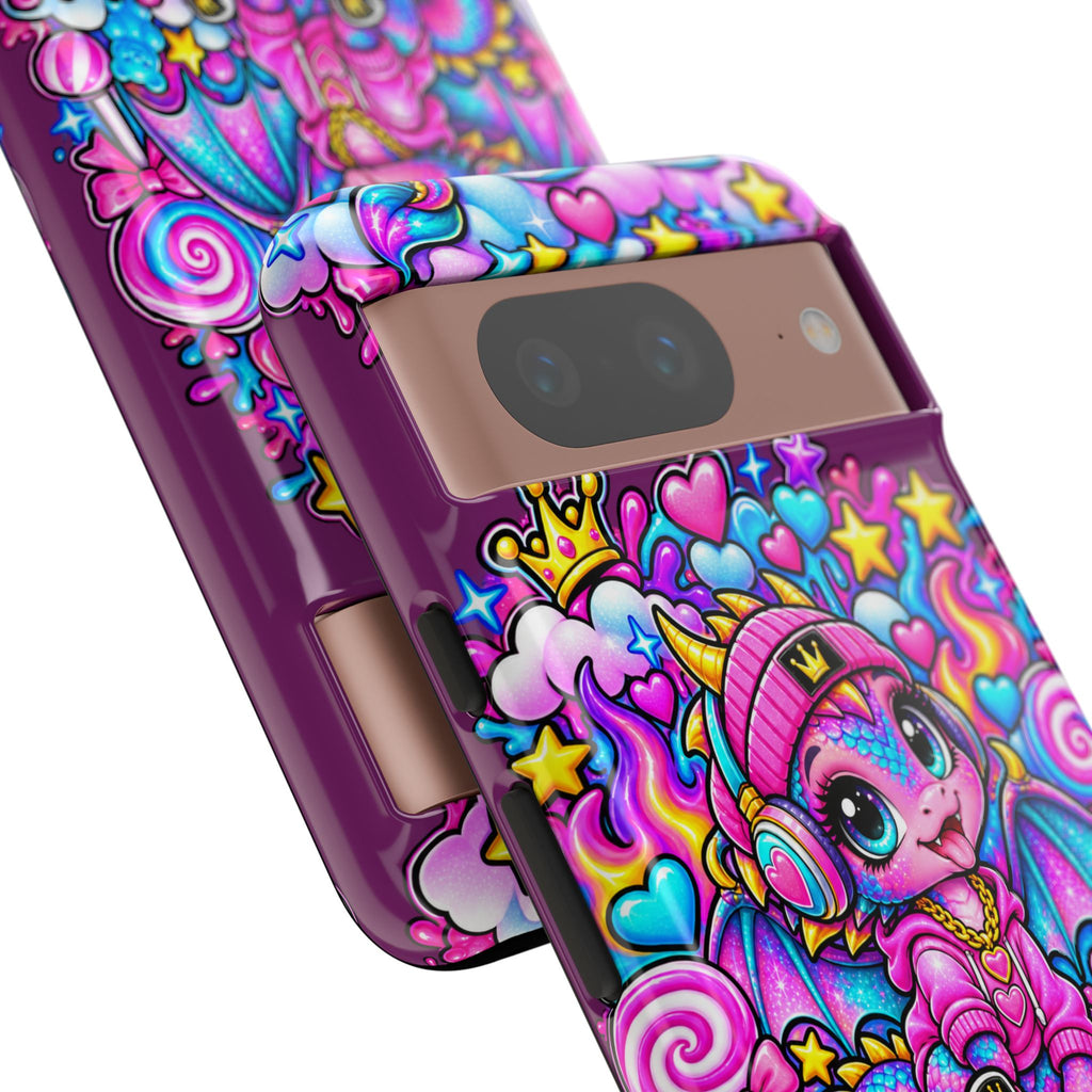 Cute Dragon Phone Case Purple Heart Crown Design