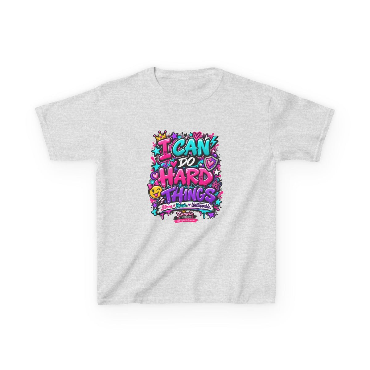 Kids T‑Shirt — "I Can Do Hard Things" Colorful Motivational Graphic Tee