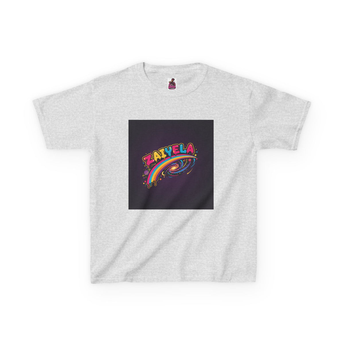 Kids T‑Shirt Colorful Rainbow Galaxy Name Zaiyela Graphic