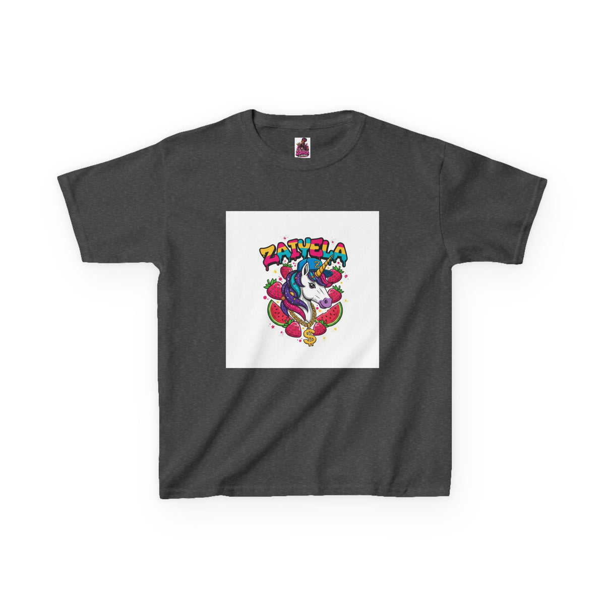 Kids Unicorn Graphic Tee Colorful Zaiyela Rainbow Design