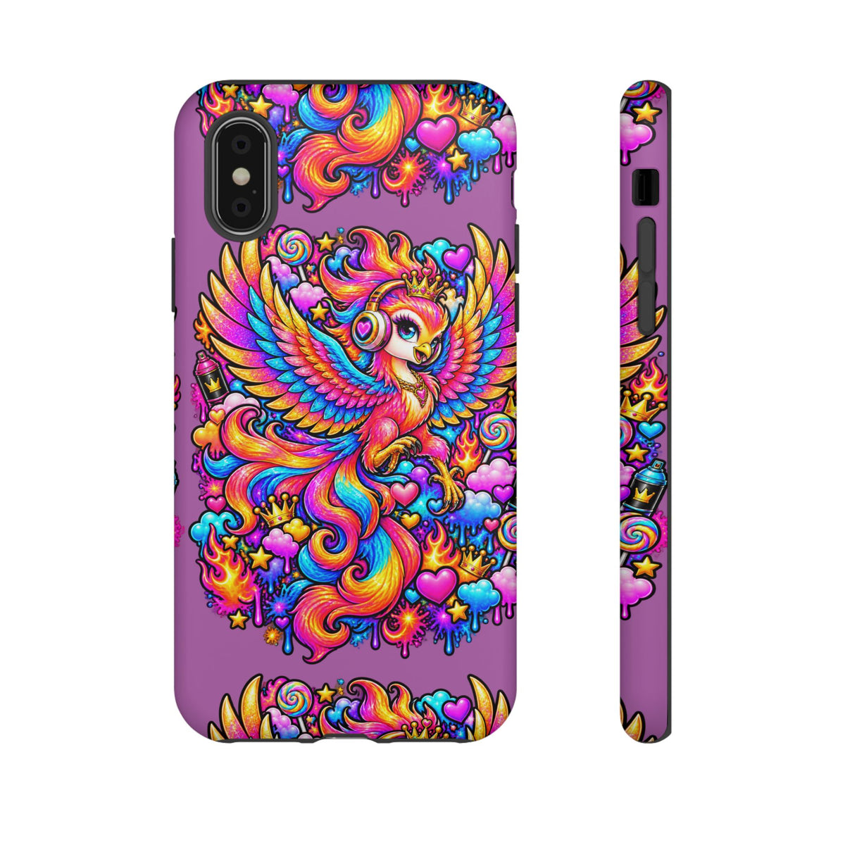 Phone Case — Vibrant Rainbow Phoenix with Headphones