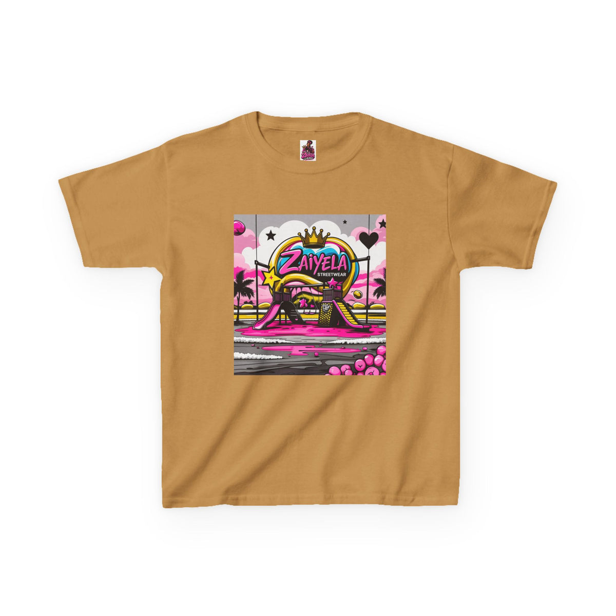 Kids T-Shirt Retro Pink Sunset Skate Monster  Zaiyela Graphic