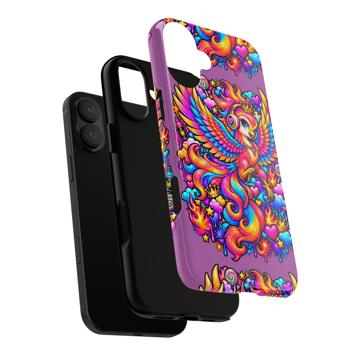 Phone Case — Vibrant Rainbow Phoenix with Headphones