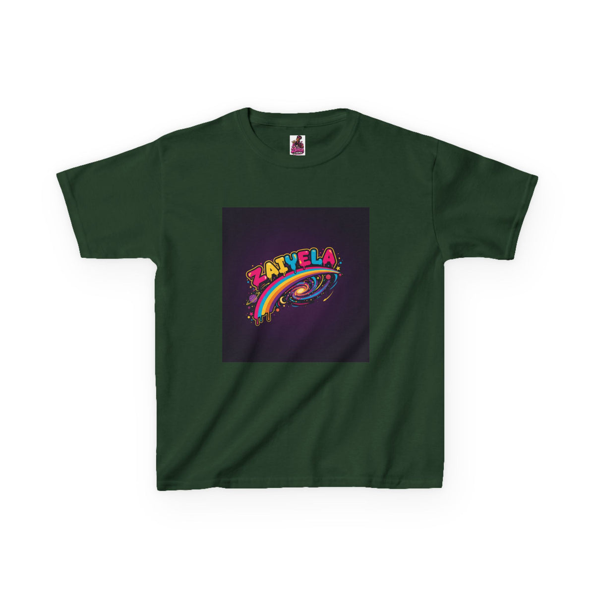 Kids T‑Shirt Colorful Rainbow Galaxy Name Zaiyela Graphic