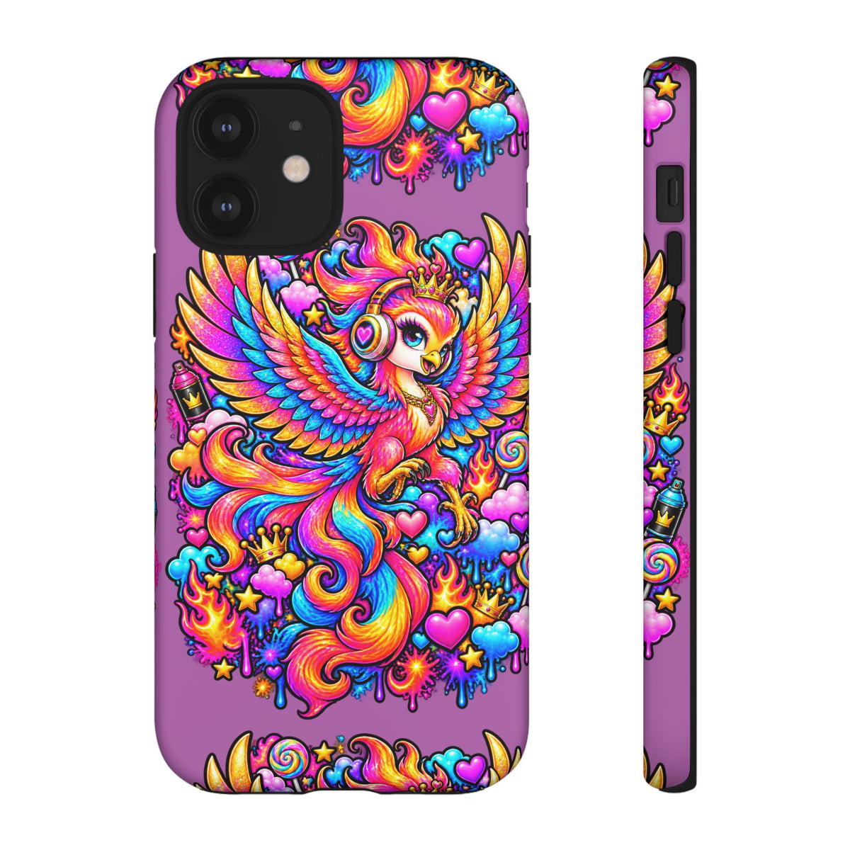 Phone Case — Vibrant Rainbow Phoenix with Headphones