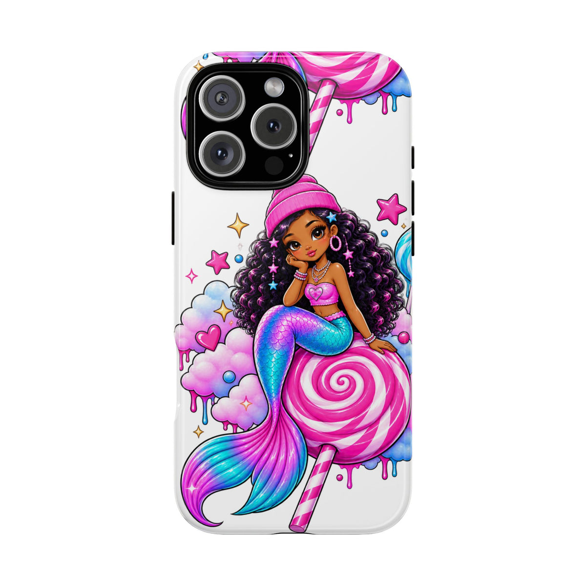 Cute Mermaid Candy Phone Case  Pink Lollipop Fantasy Tough Case