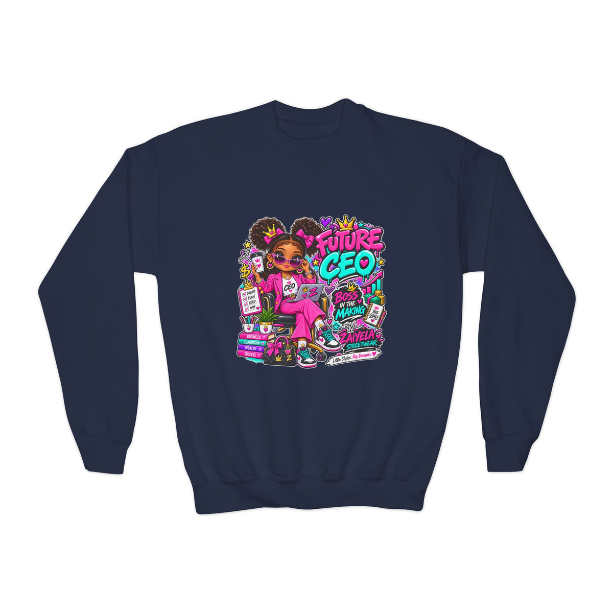 Youth Crewneck Sweatshirt Future CEO Big Dreams Big Goals Graphic Pullover