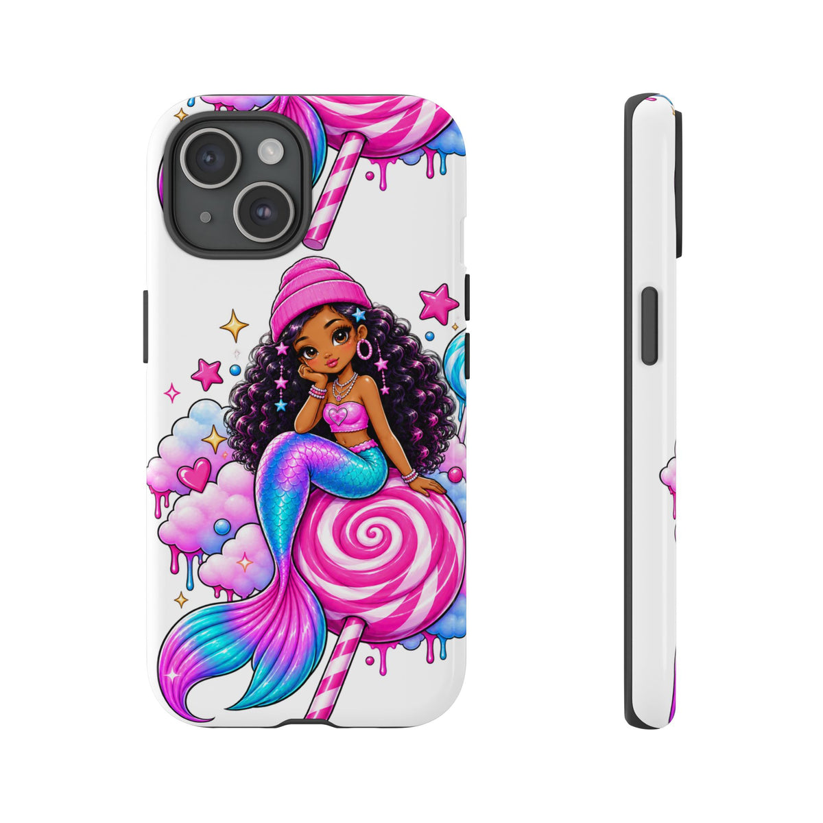 Cute Mermaid Candy Phone Case  Pink Lollipop Fantasy Tough Case