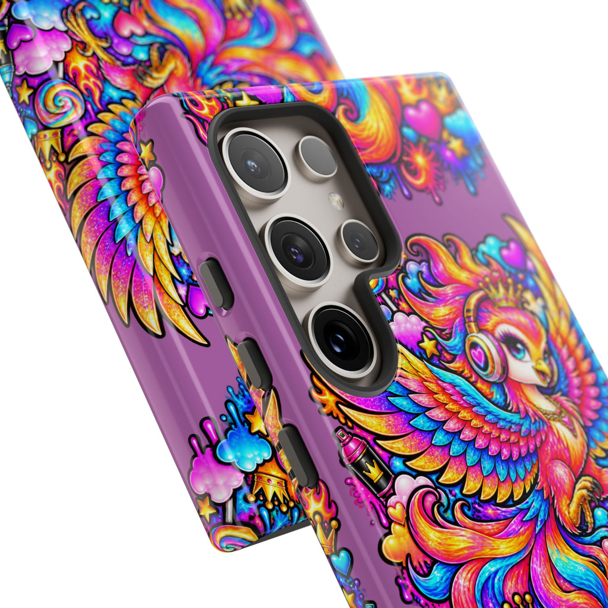 Phone Case — Vibrant Rainbow Phoenix with Headphones