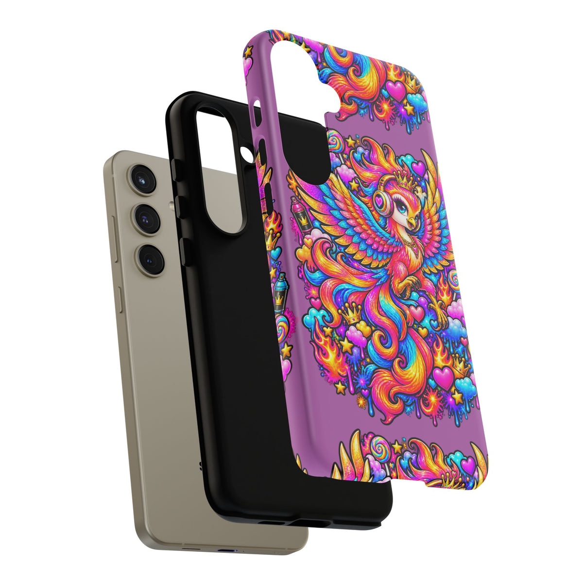 Phone Case — Vibrant Rainbow Phoenix with Headphones