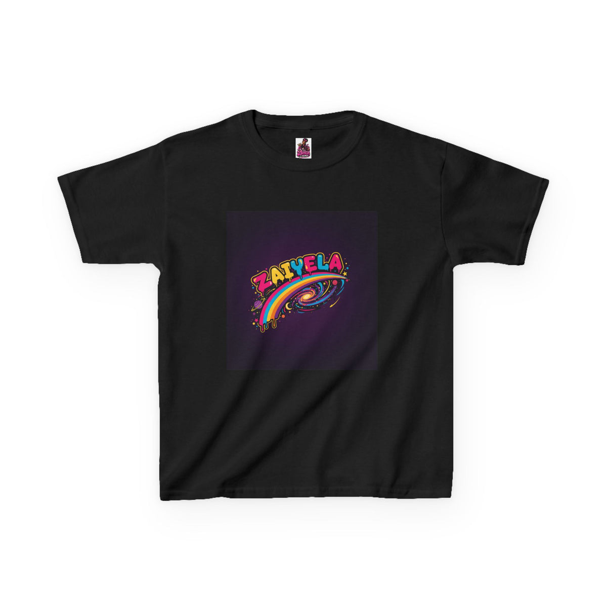 Kids T‑Shirt Colorful Rainbow Galaxy Name Zaiyela Graphic