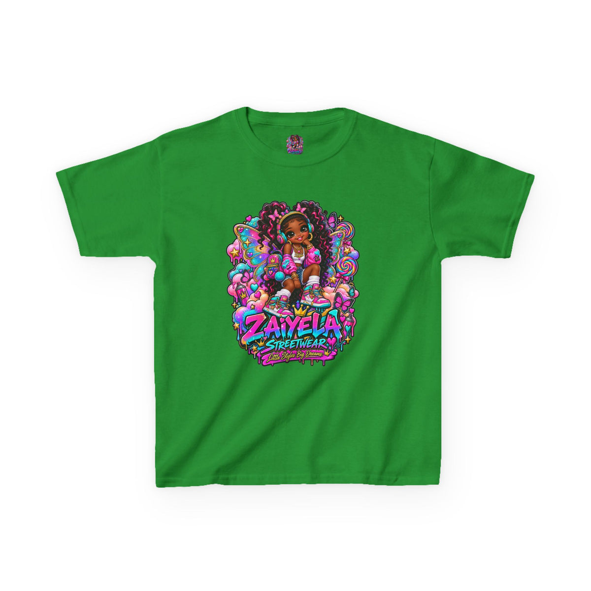Kids T‑Shirt — Colorful Fairy Streetwear Princess Cartoon Girl Graphic Shirt for Kids