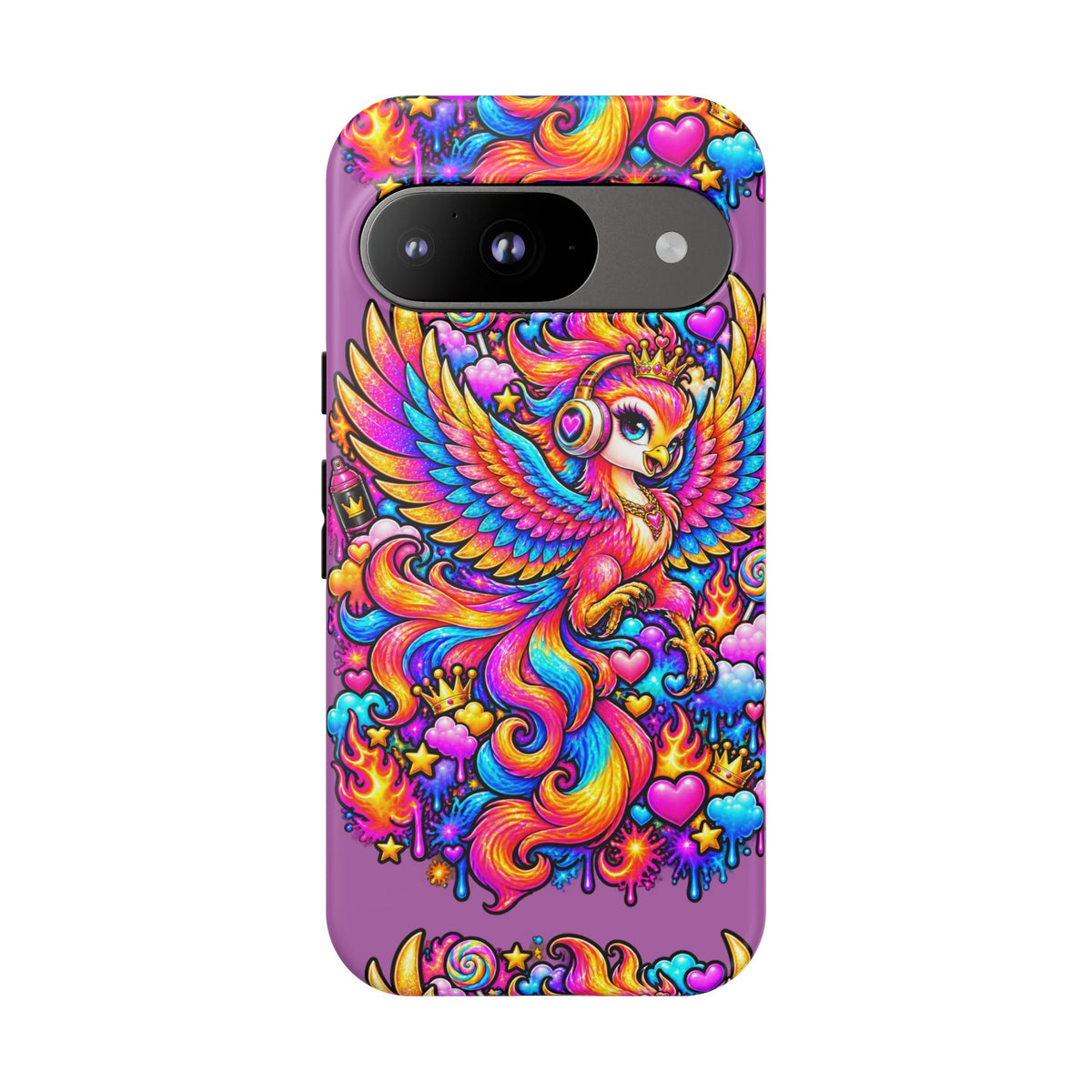 Phone Case — Vibrant Rainbow Phoenix with Headphones