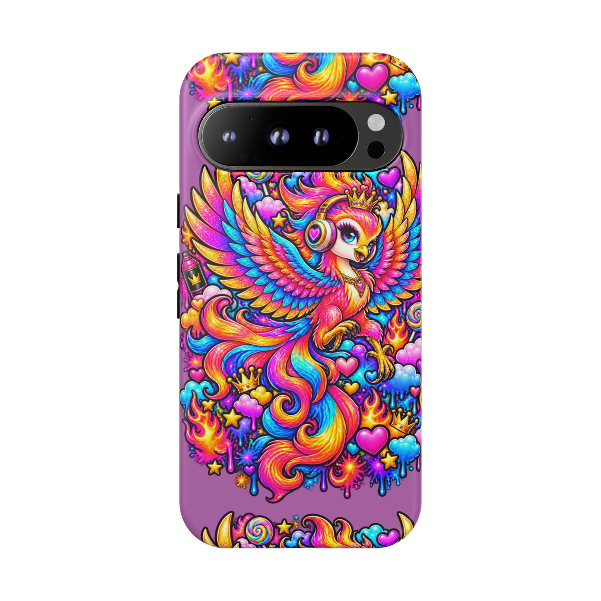 Phone Case — Vibrant Rainbow Phoenix with Headphones