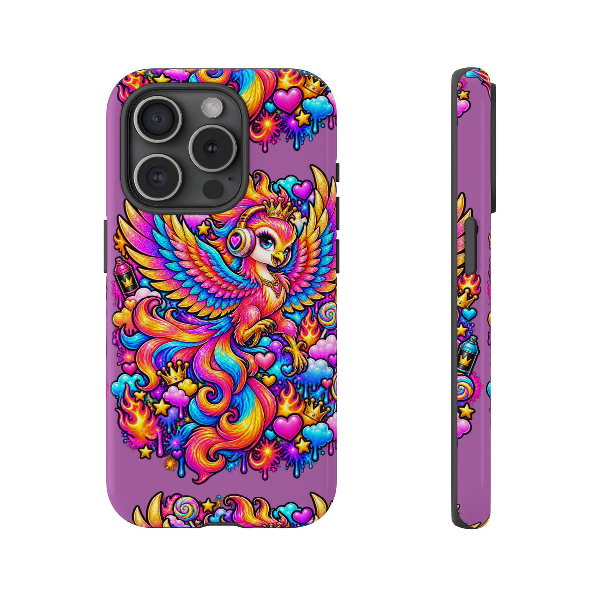 Phone Case — Vibrant Rainbow Phoenix with Headphones