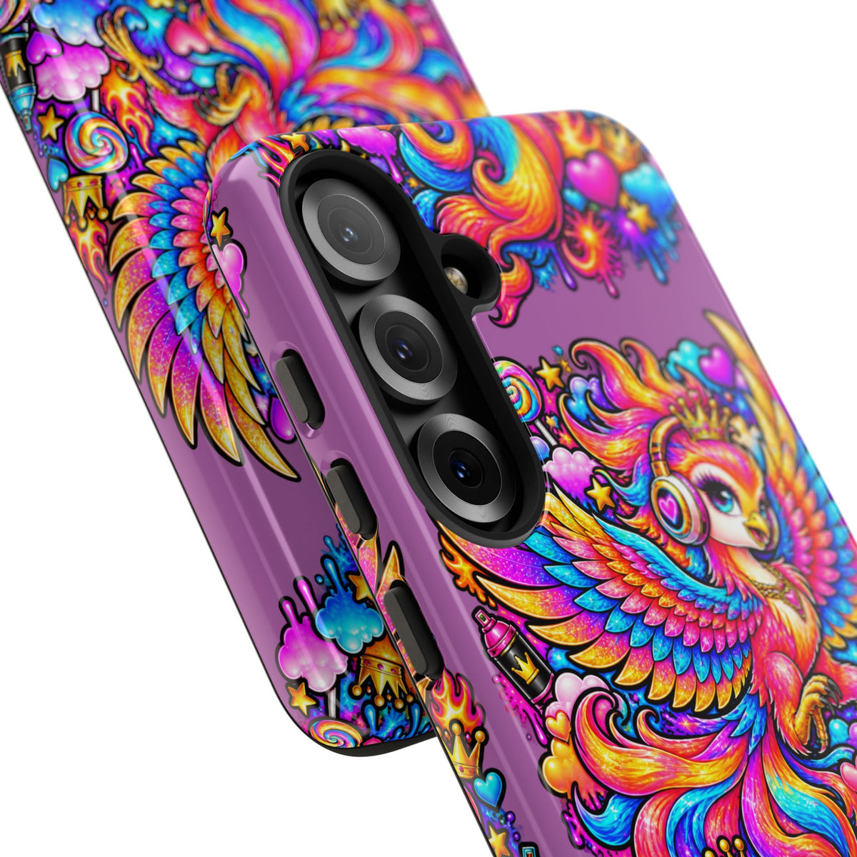 Phone Case — Vibrant Rainbow Phoenix with Headphones