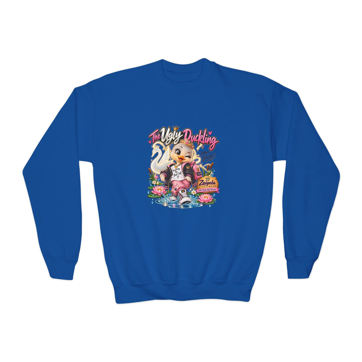 Youth Crewneck Sweatshirt Different Is Beautiful Cute Duck Graphic