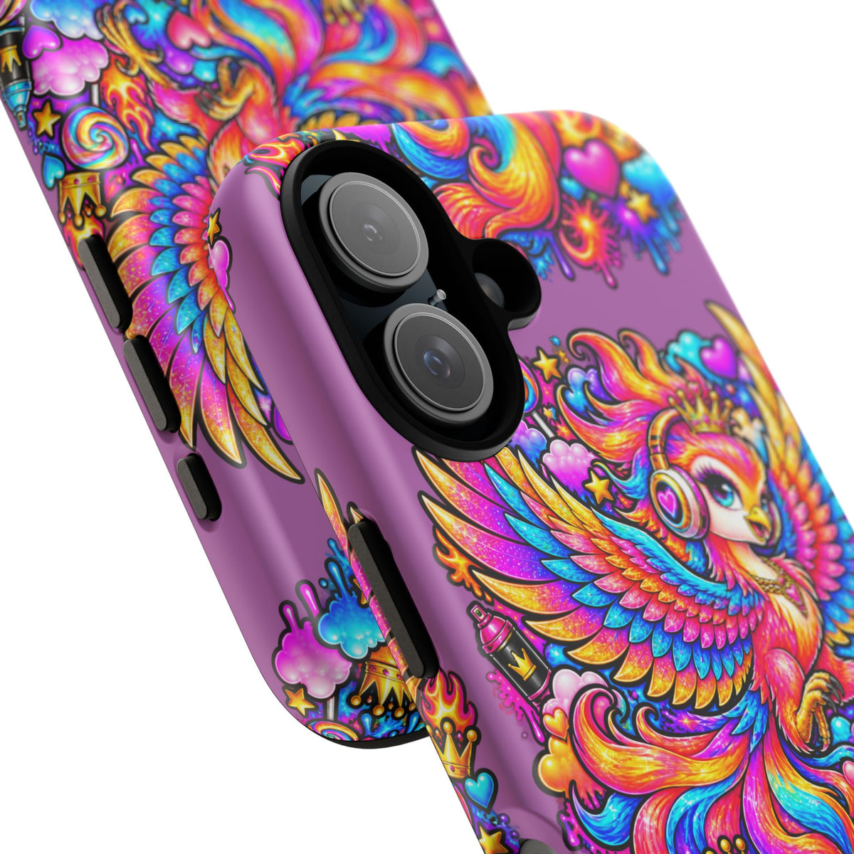 Phone Case — Vibrant Rainbow Phoenix with Headphones